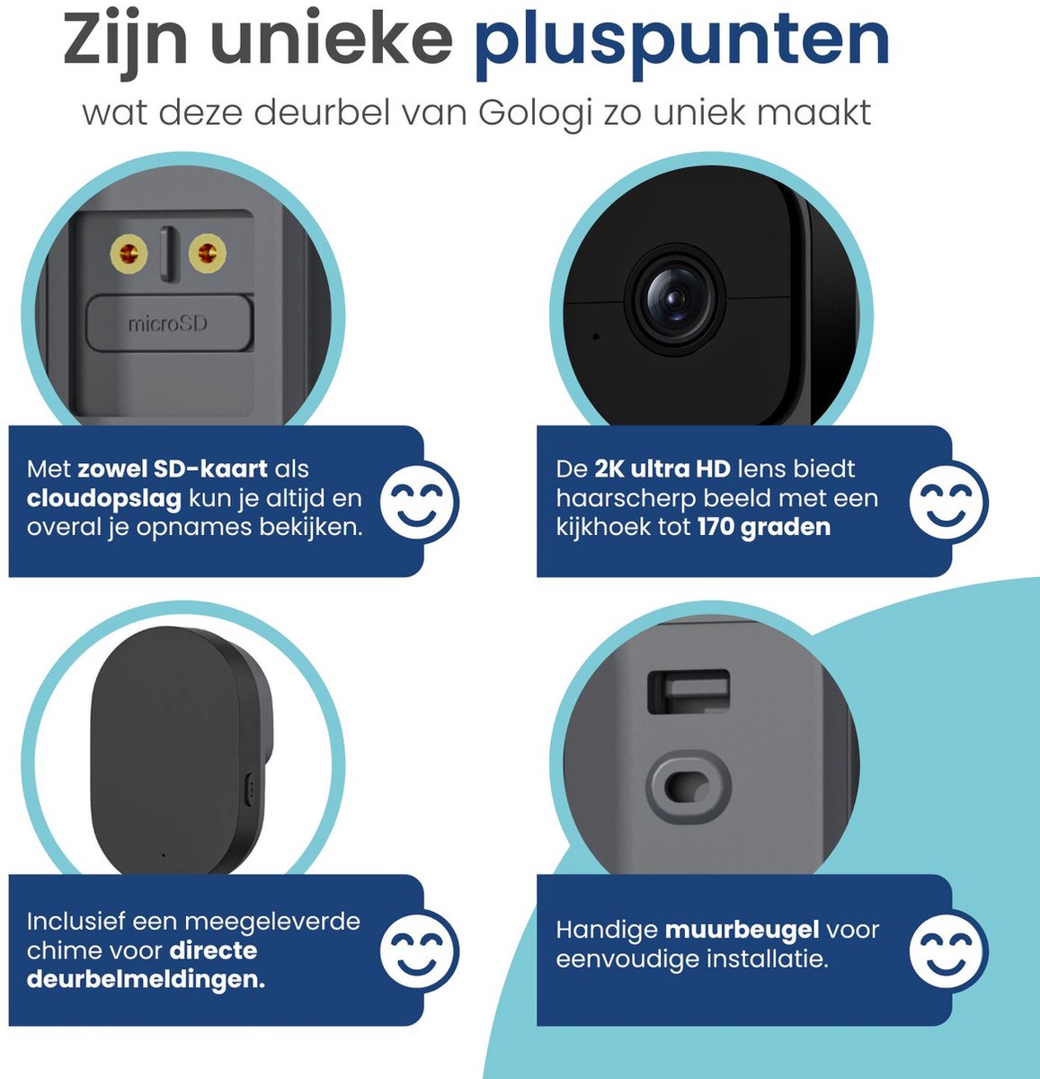 Gologi Video Deurbel Draadloos Zwart
