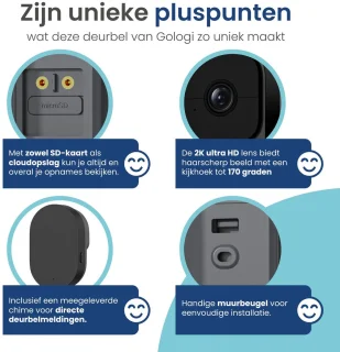 Gologi Video Deurbel Draadloos Zwart
