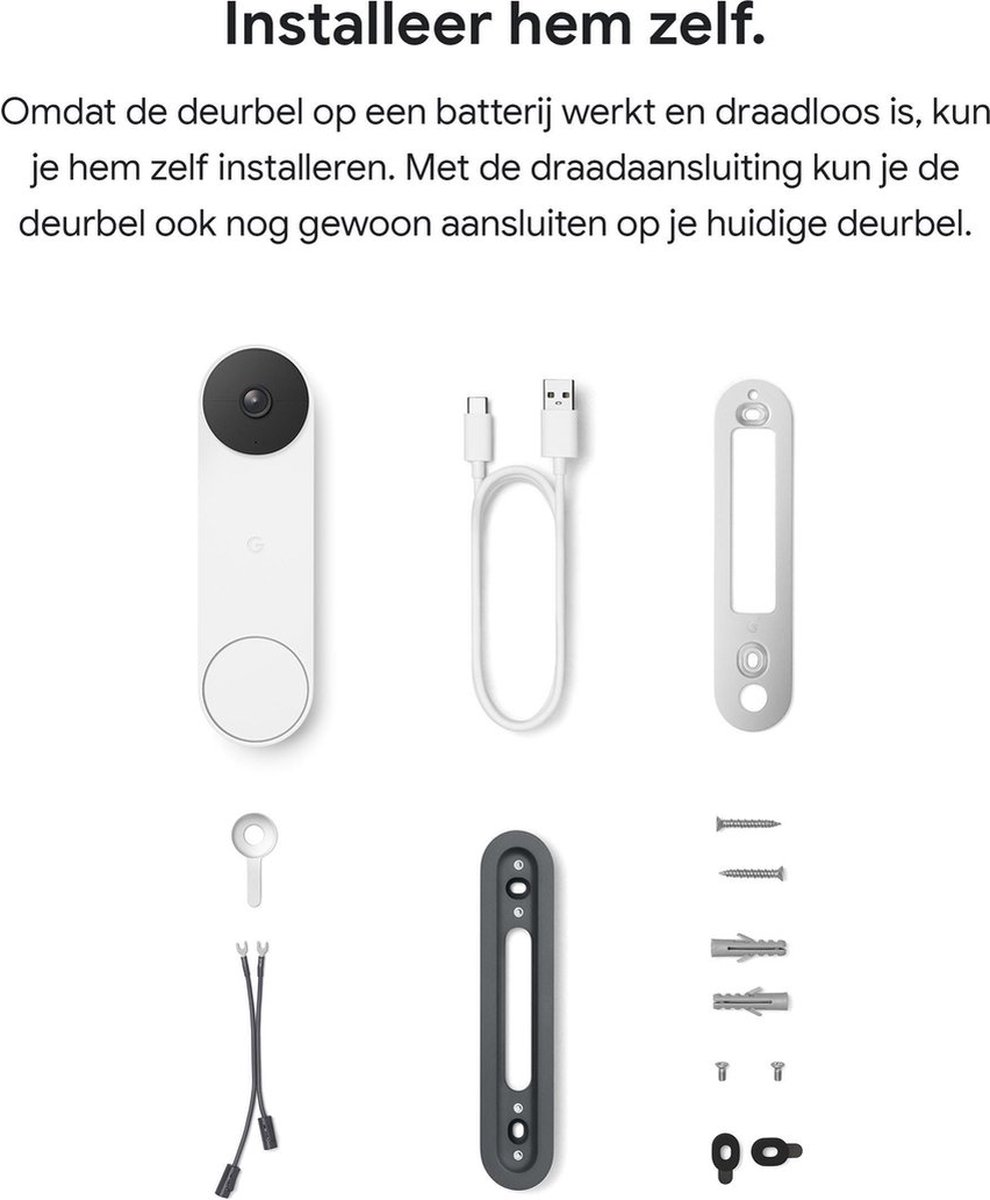 Google Nest Videodeurbel Wit Batterij