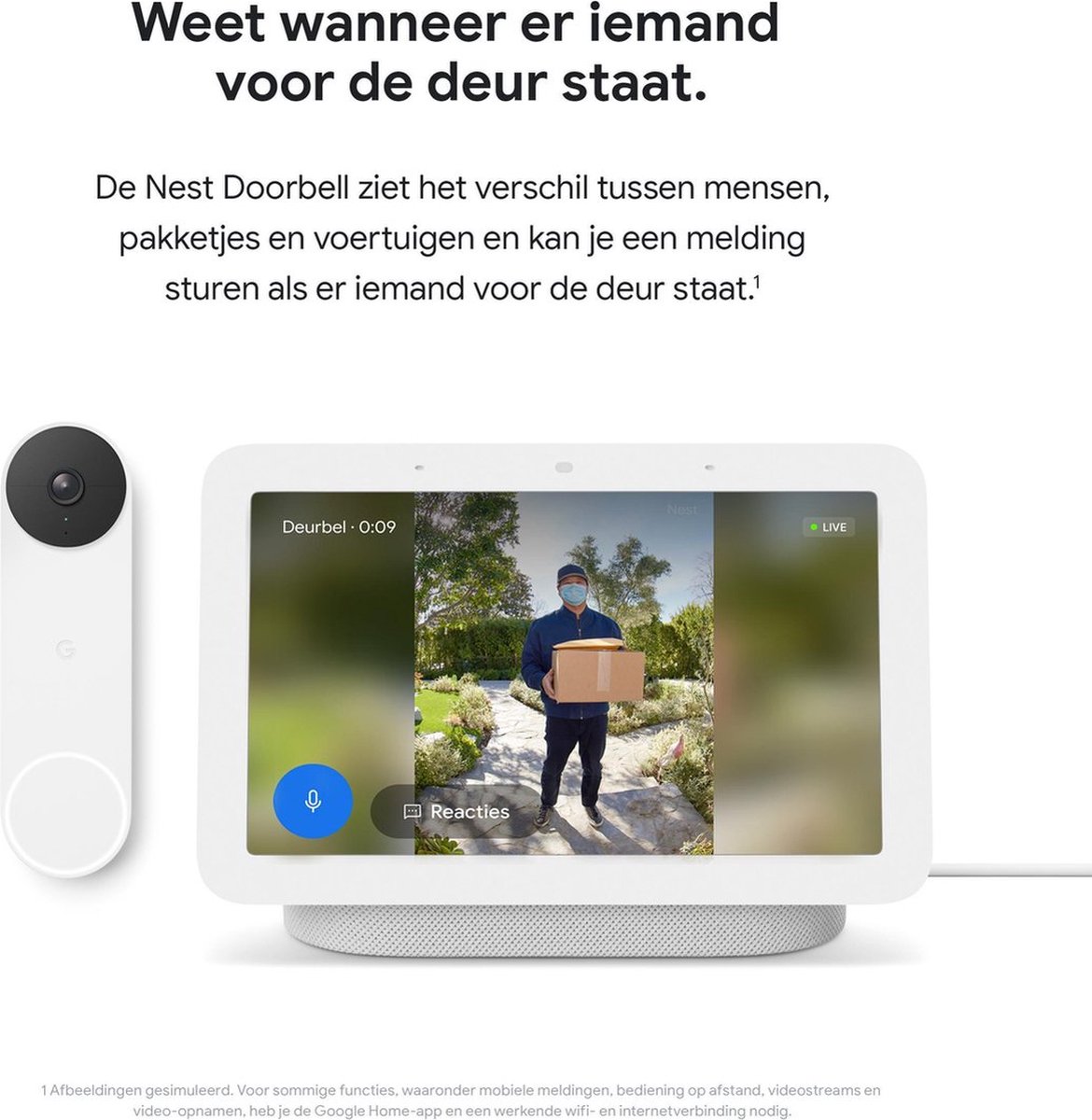 Google Nest Videodeurbel Wit Batterij