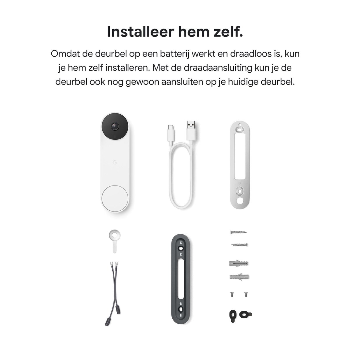 Google Nest Videodeurbel Wit Batterij