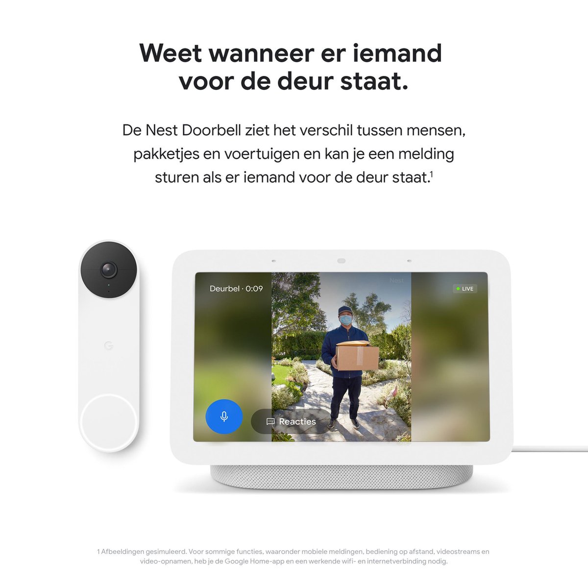 Google Nest Videodeurbel Wit Batterij