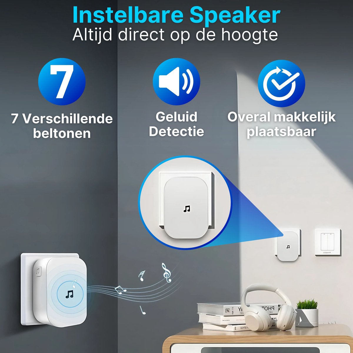 HB Video T Ring Deurbel met Camera WiFi 2K Ultra HD Zwart