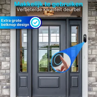 HB Video T Ring Deurbel met Camera WiFi 2K Ultra HD Zwart