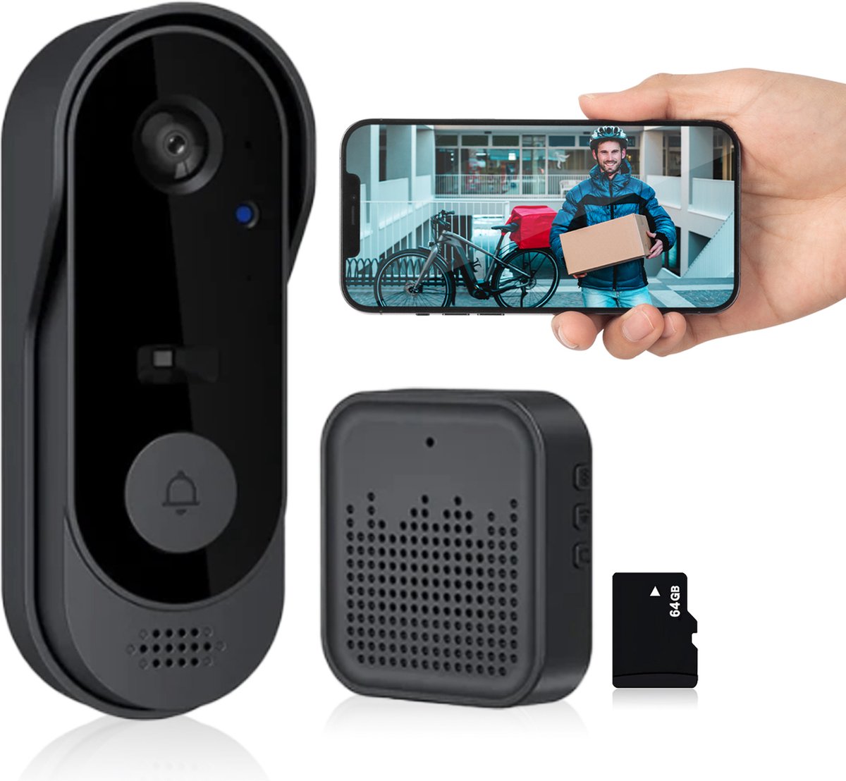 Heuts Goods Video Deurbel Wifi Draadloos Zwart