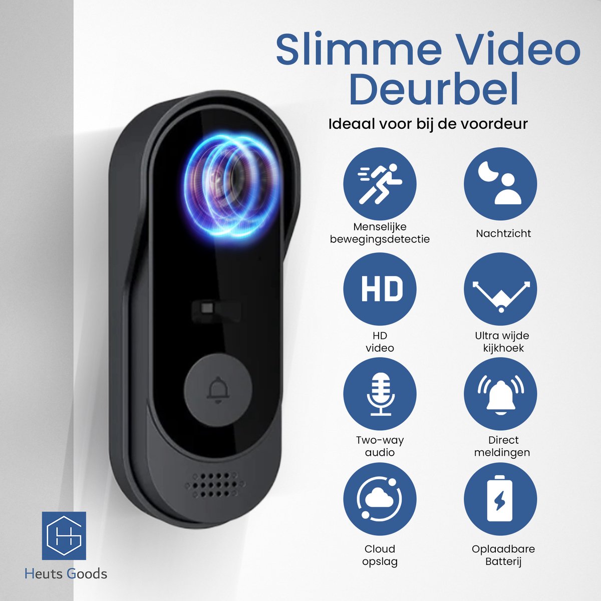 Heuts Goods Video Deurbel Wifi Draadloos Zwart