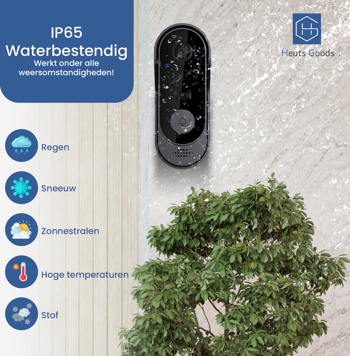 Heuts Goods Video Deurbel Wifi Draadloos Zwart