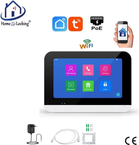 Home-Locking T-2303B: stijlvol 7-inch touch binnenpaneel voor cloud-videofoon