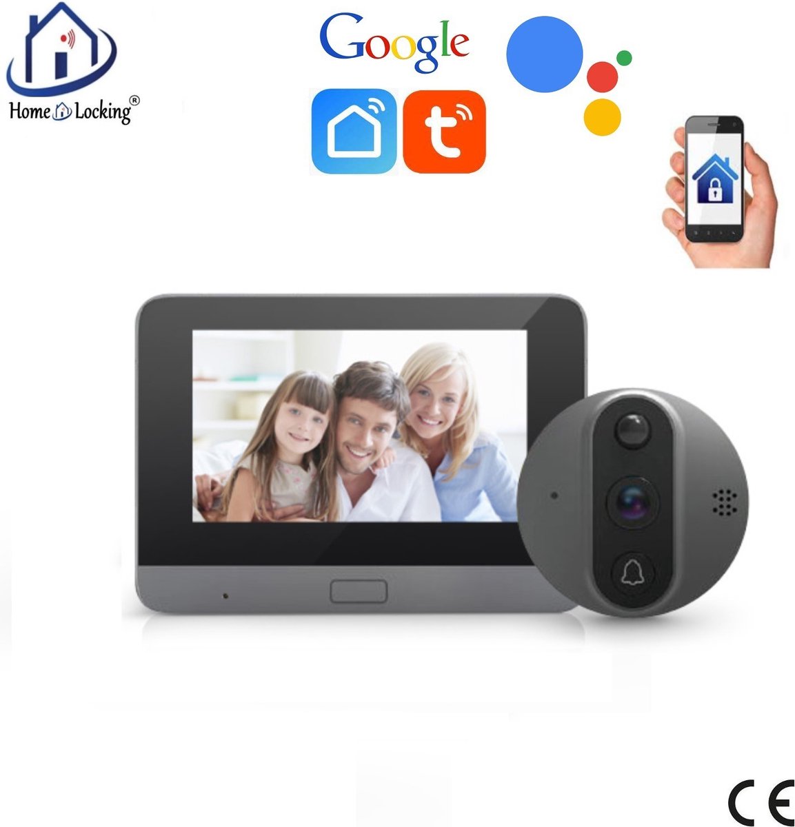 De Home-Locking T-2100 Draadloze WiFi Videofoon met Binnen Scherm in één oogopslag