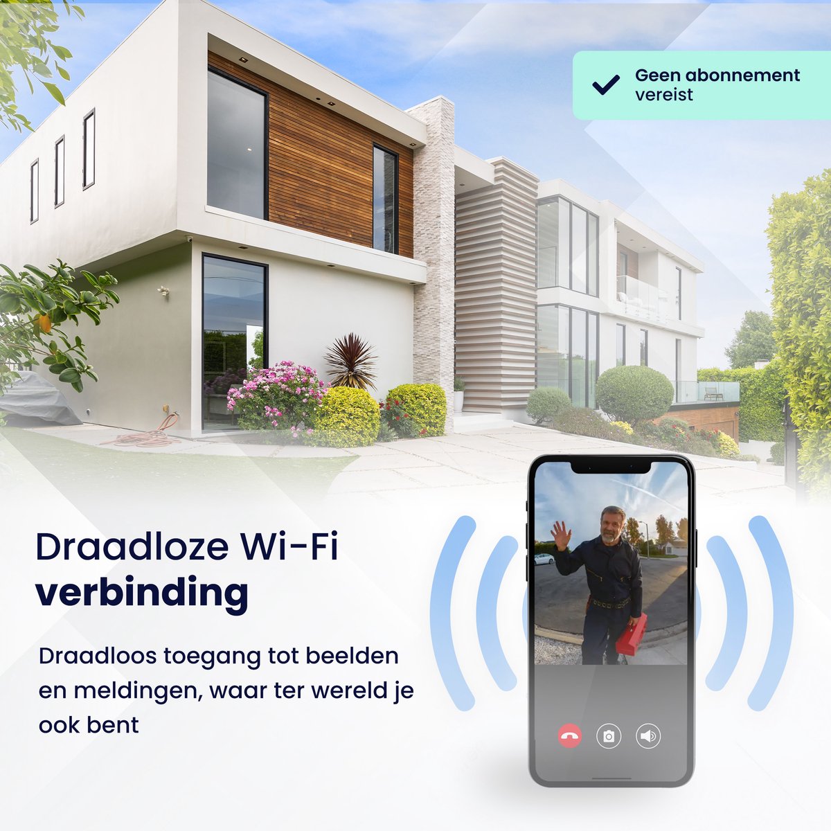 HoriVue Slimme Video Deurbel Wifi 1080P met Camera en 32GB SD kaart