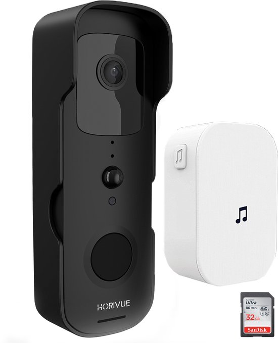 HoriVue Slimme Video Deurbel Wifi 1080P met Camera en 32GB SD kaart