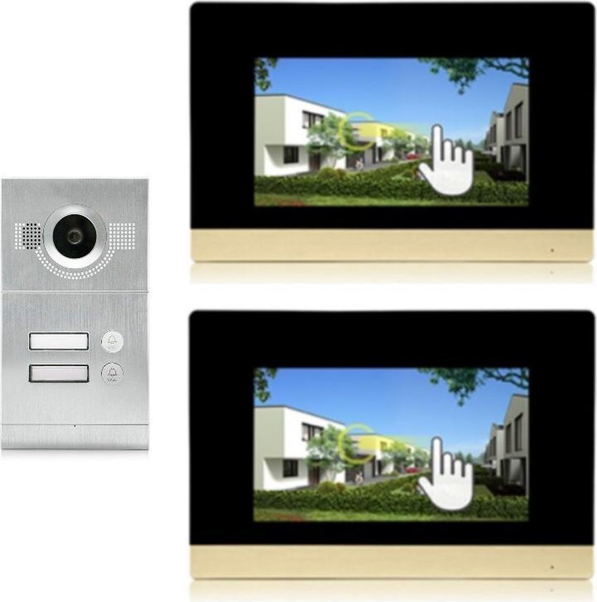 IntercomDirect ID 2-knops buitenpaneel met 2 binnenmonitoren