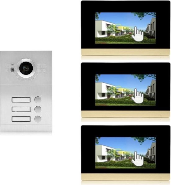 IntercomDirect ID 3 knops buitenpaneel met 3 binnenmonitoren