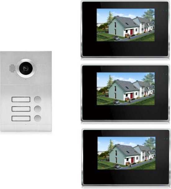 IntercomDirect ID 3 knops buitenpaneel met 3 binnenmonitoren