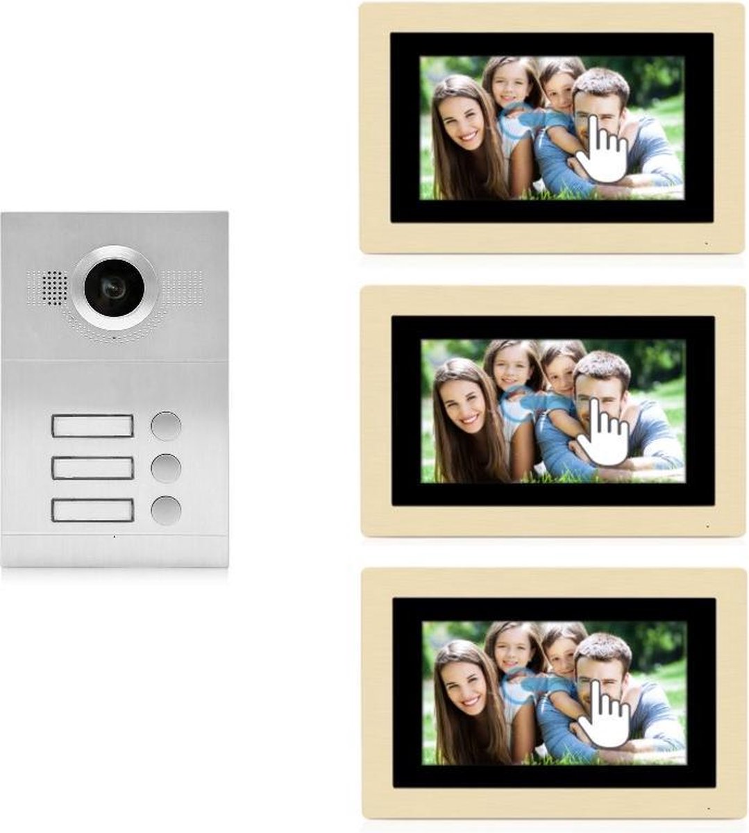 IntercomDirect ID 3 knops buitenpaneel met 3 binnenmonitoren