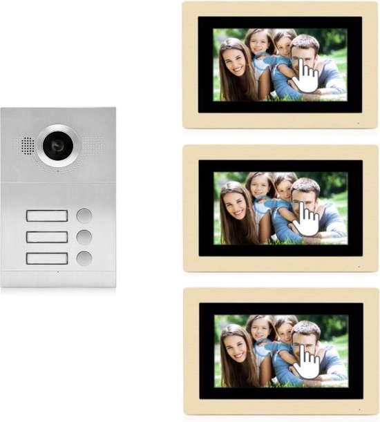 IntercomDirect ID 3 knops buitenpaneel met 3 binnenmonitoren