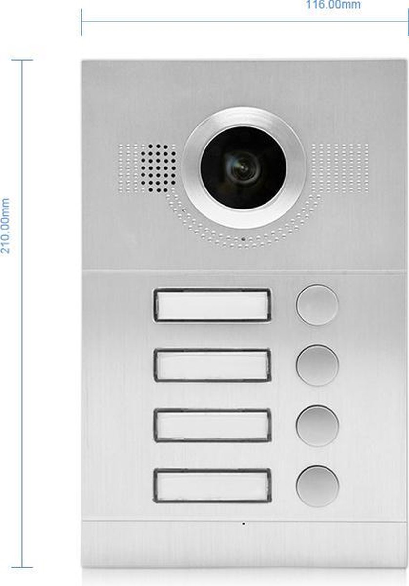 IntercomDirect ID 4-knops buitenpaneel + 4 monitoren