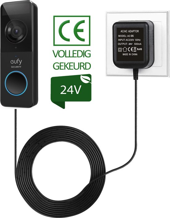 JC's Transformator Adapter 24V voor Eufy Video Deurbel 5m Kabel review