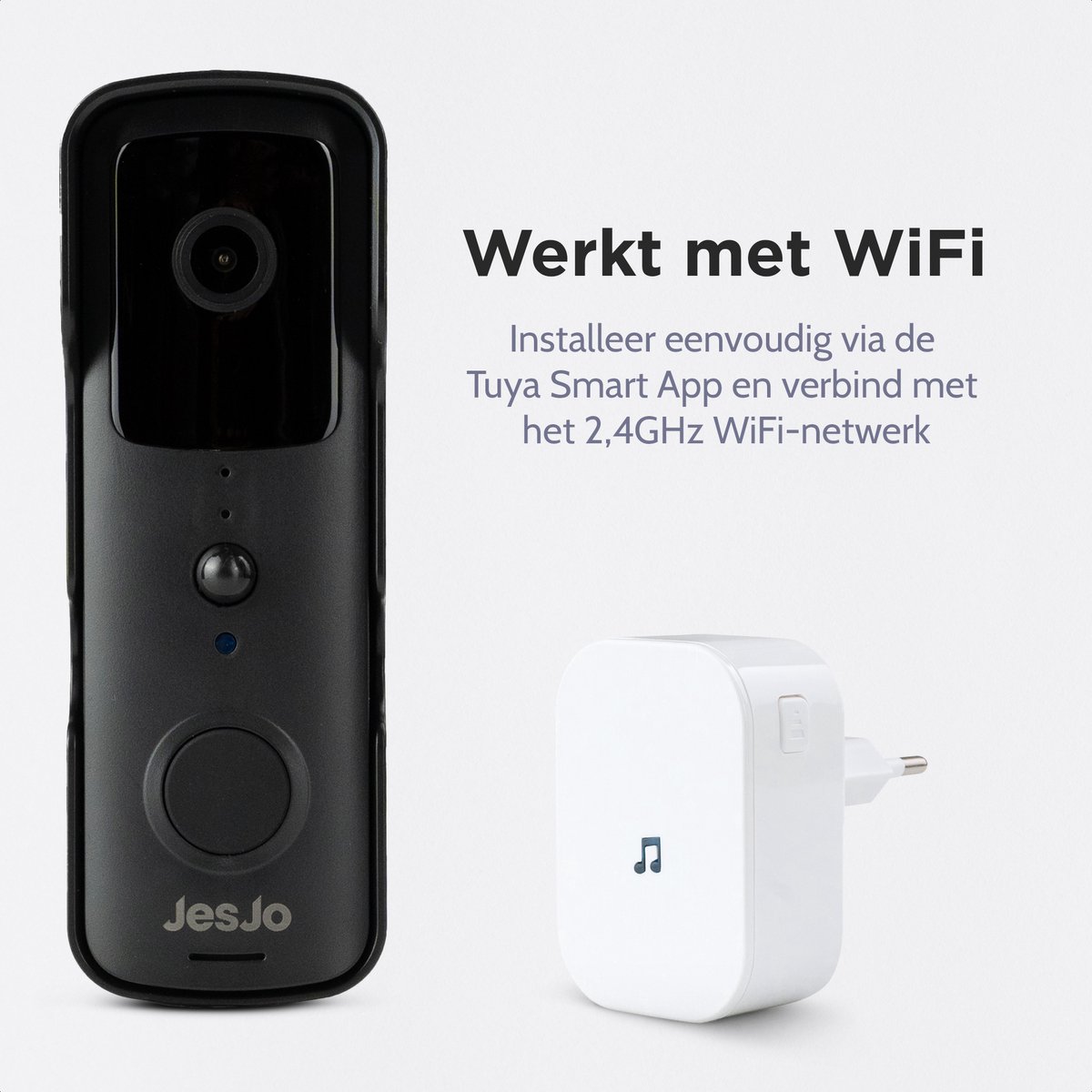 JesJo Slimme Video Deurbel 1080P Wifi Draadloos