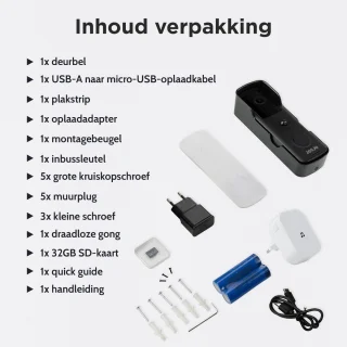 JesJo Slimme Video Deurbel 1080P Wifi Draadloos