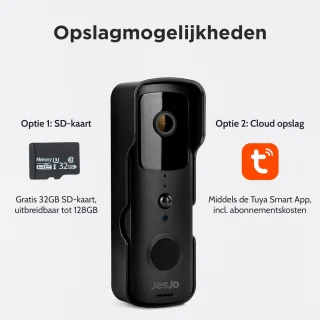 JesJo Slimme Video Deurbel 1080P Wifi Draadloos