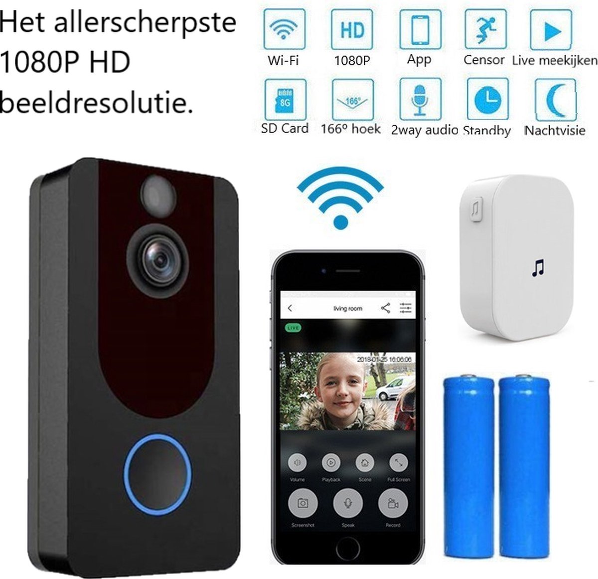 Living Needs Draadloze Video Deurbel 1080P