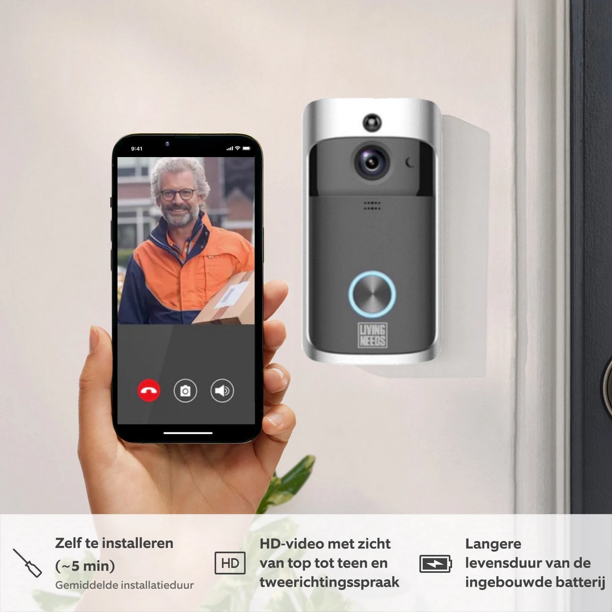 Living Needs Draadloze Video Deurbel HD