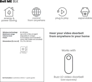 Marmitek Bell ME BLK Video Deurbel Gong Zwart