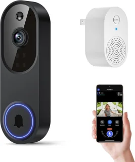 Namajunas draadloze wifi-videodeurbelcamera 1080p, zwart