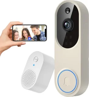 Namajunas draadloze wifi-videodeurbelcamera, gebroken wit
