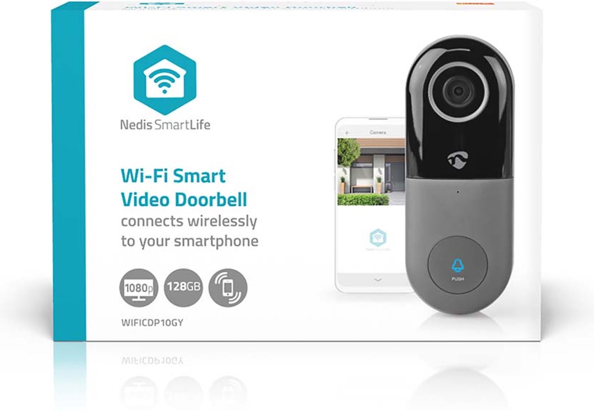 Nedis SmartLife Videodeurbel Wi-Fi Full HD 1080p Grijs/Zwart