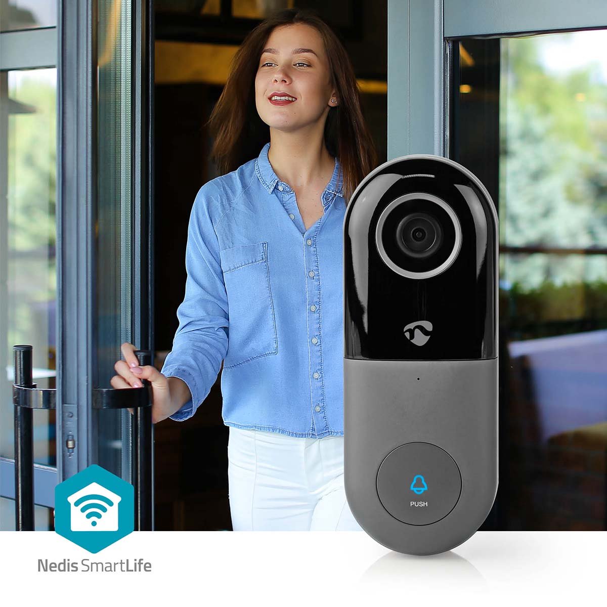 Nedis SmartLife Videodeurbel Wi-Fi Full HD 1080p Grijs/Zwart