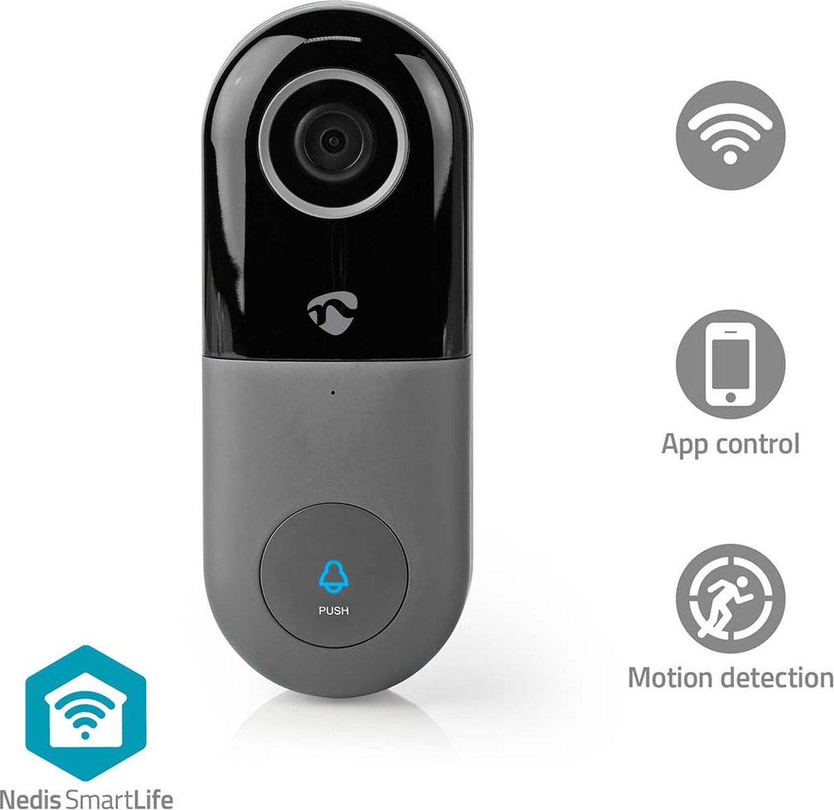 Nedis SmartLife Videodeurbel Wi-Fi Full HD 1080p Grijs/Zwart