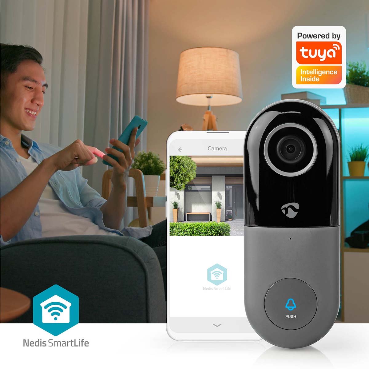 Nedis SmartLife Videodeurbel Wi-Fi Full HD 1080p Grijs/Zwart
