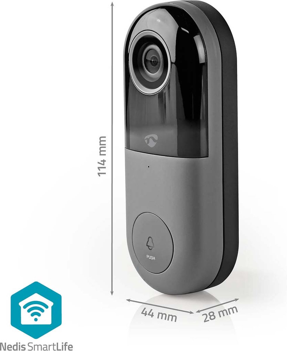 Nedis SmartLife Videodeurbel Wi-Fi Full HD 1080p Grijs/Zwart
