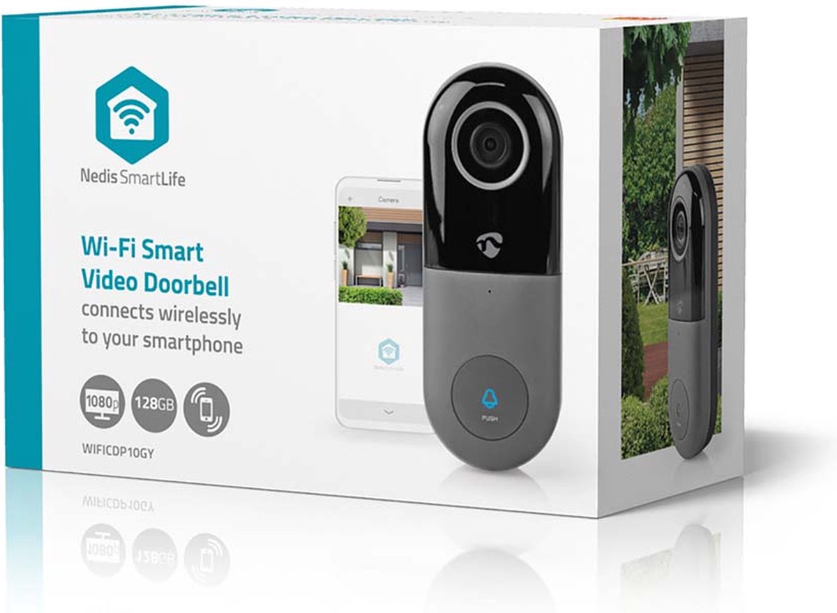 Nedis SmartLife Videodeurbel Wi-Fi Full HD 1080p Grijs/Zwart