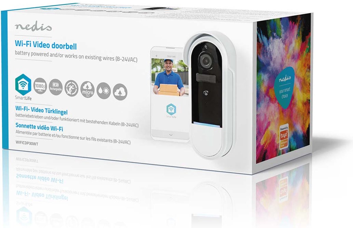 Nedis SmartLife Videodeurbel Wi-Fi Full HD 1080p Wit