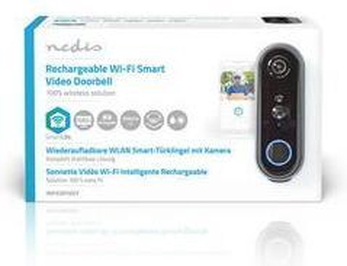 Nedis SmartLife Wi-Fi Videodeurbel Full HD Grijs