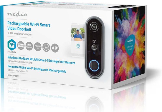 Nedis SmartLife Wi-Fi Videodeurbel Full HD Grijs