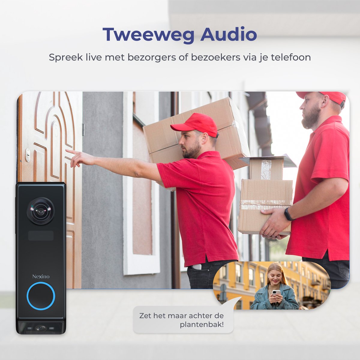 Nexino Slimme Video Deurbel Dual Camera 2K Ultra HD 128GB