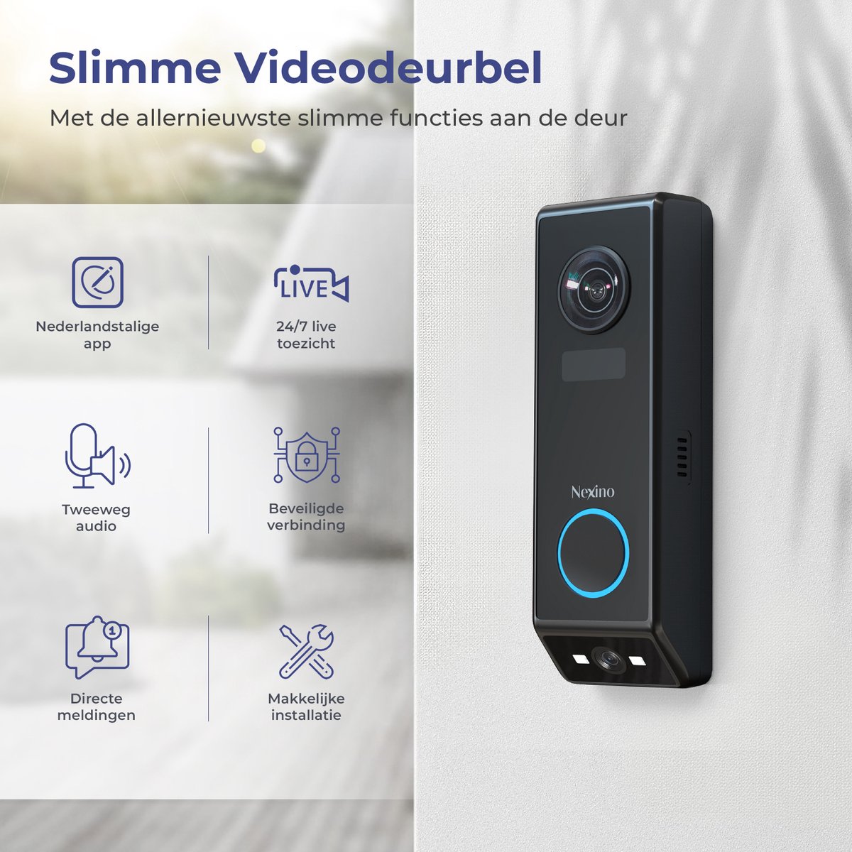 Nexino Slimme Video Deurbel Dual Camera 2K Ultra HD 128GB