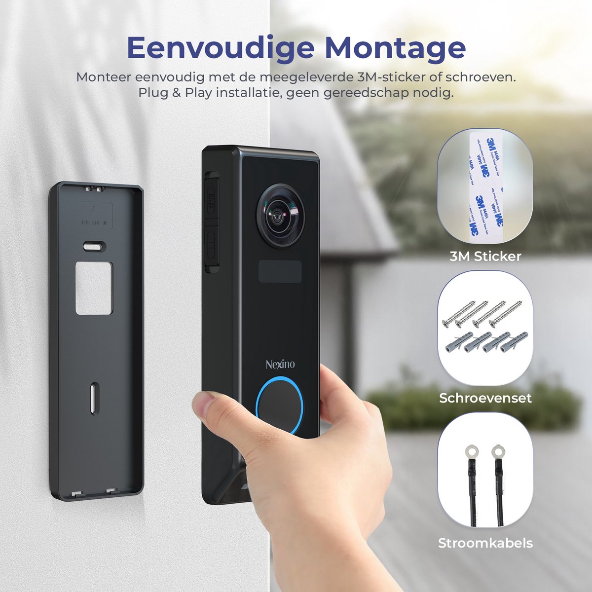 Nexino Slimme Video Deurbel Dual Camera 2K Ultra HD 128GB