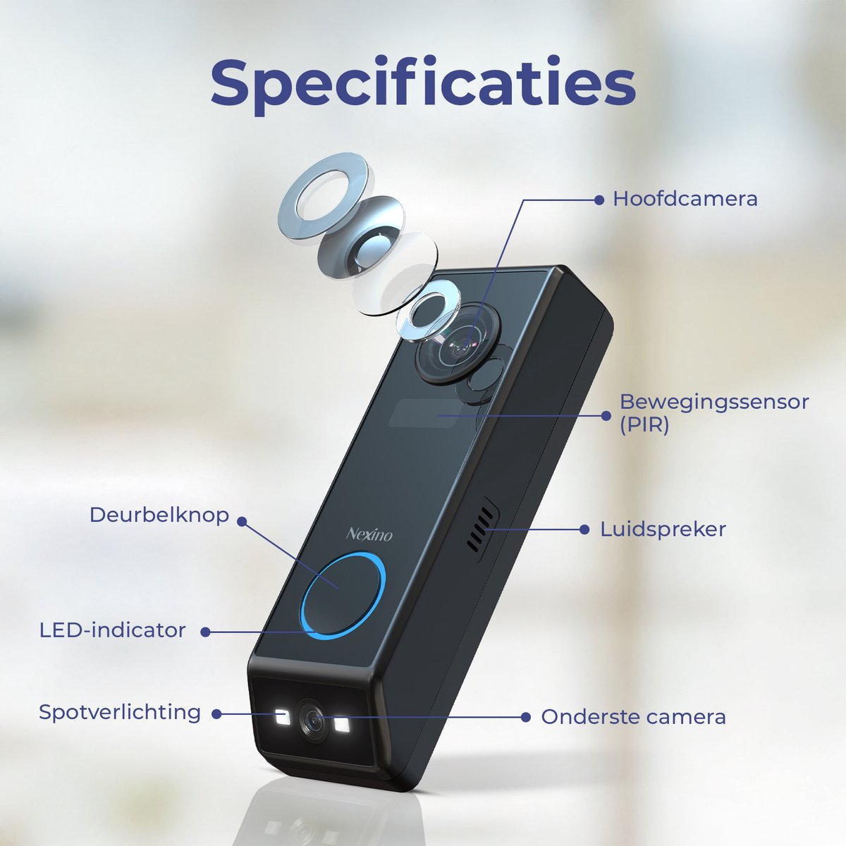 Nexino Slimme Video Deurbel Dual Camera 2K Ultra HD 128GB