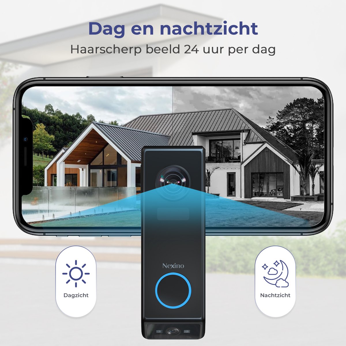 Nexino Slimme Video Deurbel Dual Camera 2K Ultra HD 128GB