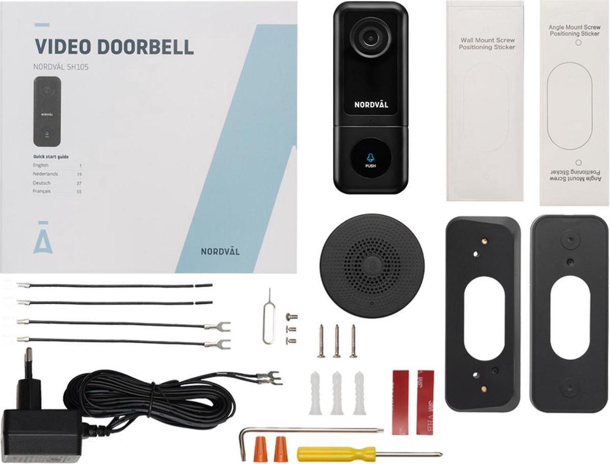 Nordväl SH105 Video Deurbel 2K WiFi 64GB SD Chime