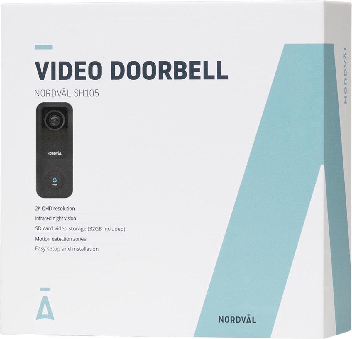 Nordväl SH105 Video Deurbel WiFi 2K 128GB SD