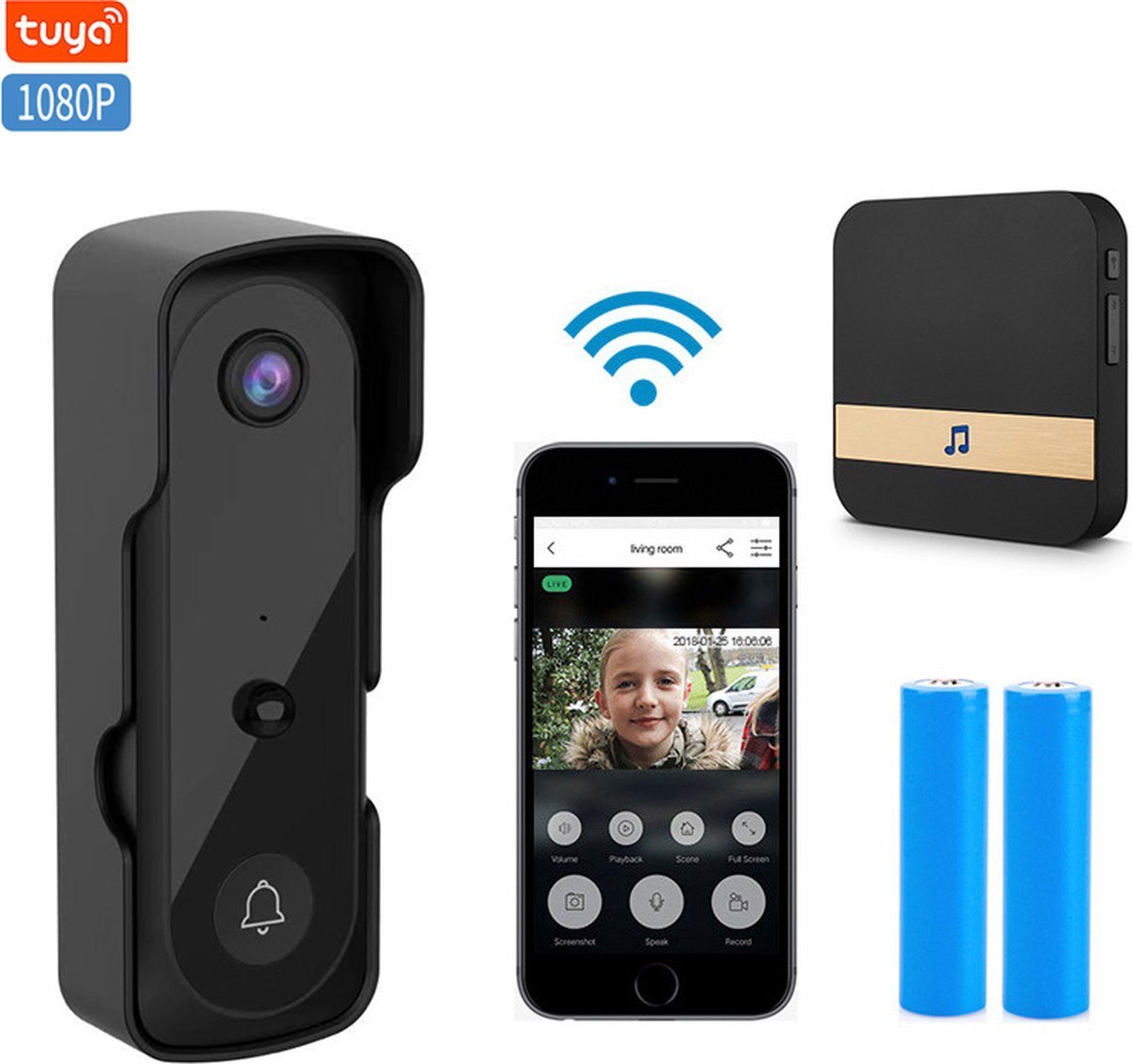 NP-products HD Video Deurbel T30 Zwart inclusief 64GB SD-kaart