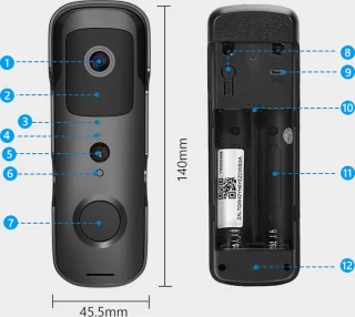NP-products HD Video Deurbel T30 Zwart inclusief 64GB SD-kaart