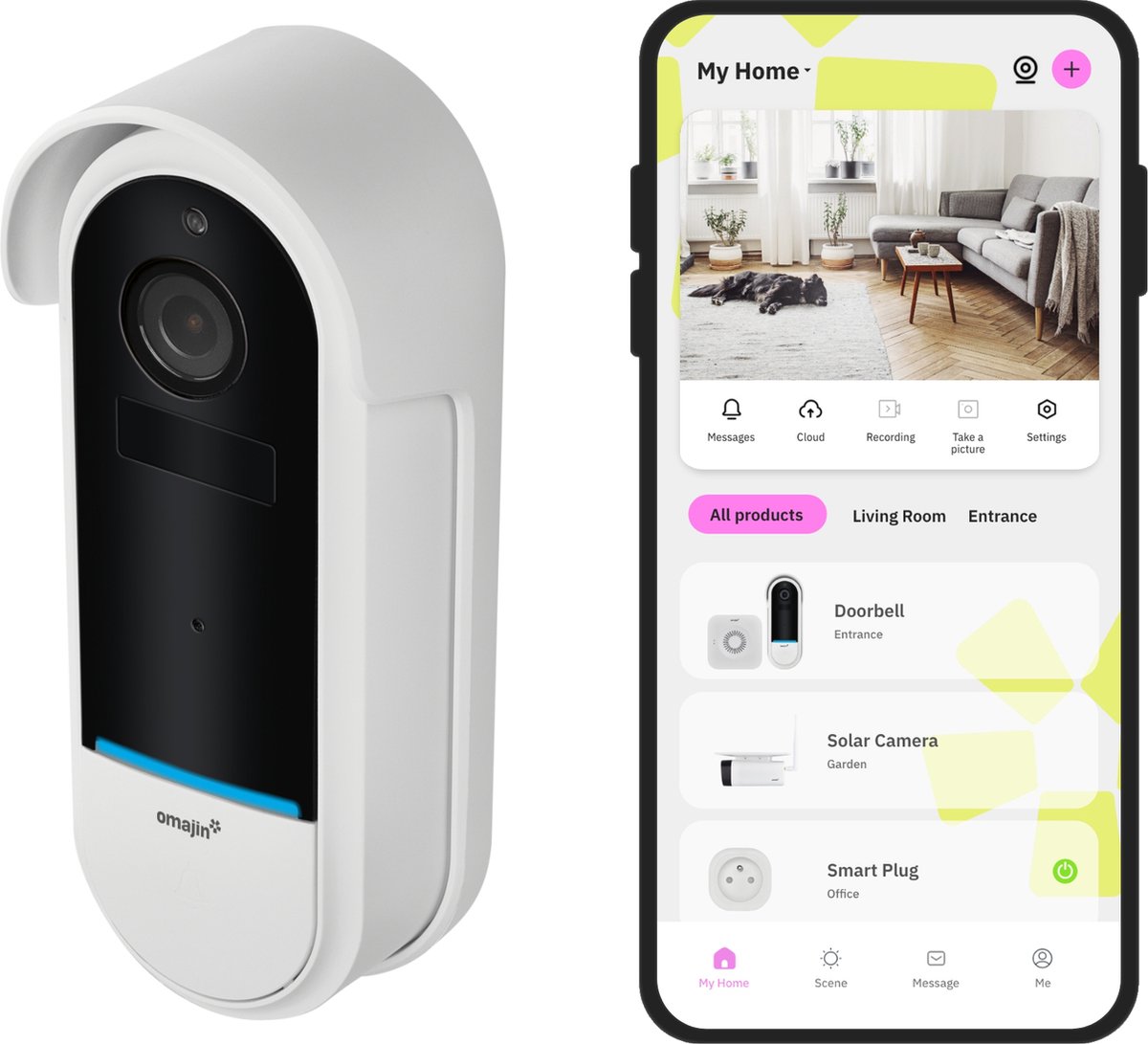 omajin Slimme Deurbel HD met Chime Wit