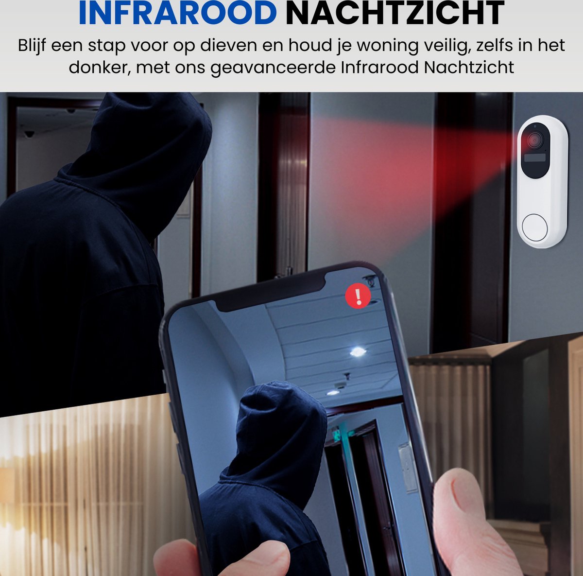 Oneiro Smart Deurbel PRO Wit WIFI Camera SD64GB Draadloos